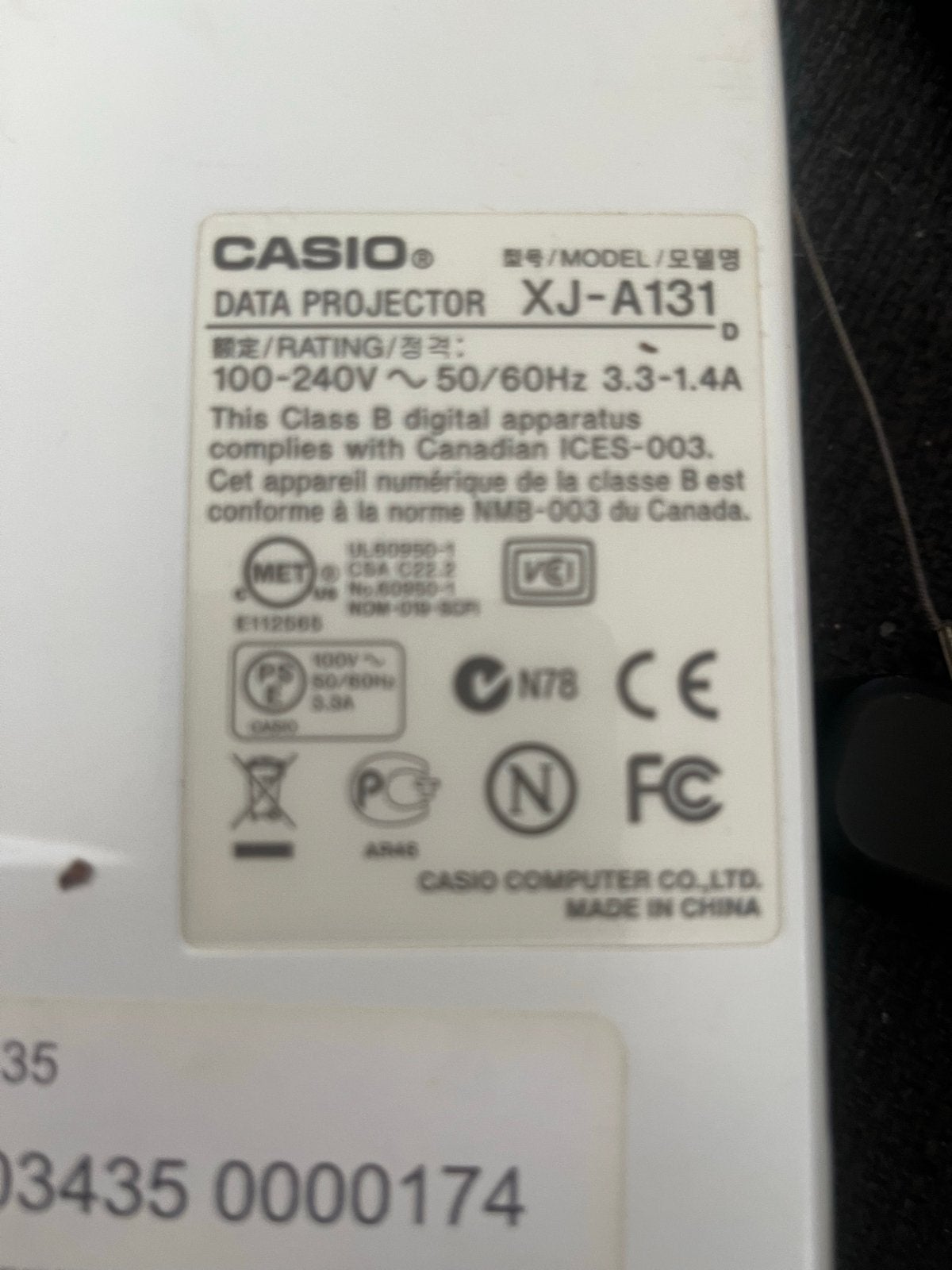 Casio XJ-A131 DLP Data Projector - Groene Slim, Ophalen of Verzenden, Gebruikt, DLP, Overige resoluties