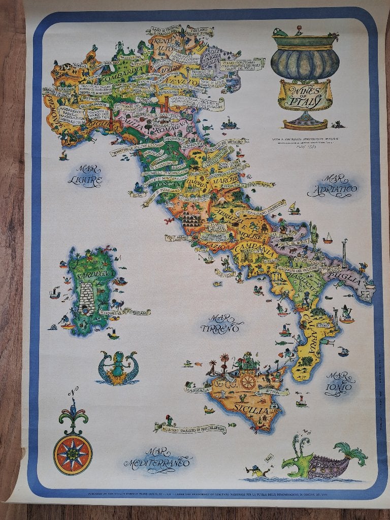 Wines of Italy poster, Rechthoekig Staand, Deurposter of groter, Ophalen of Verzenden, Zo goed als nieuw