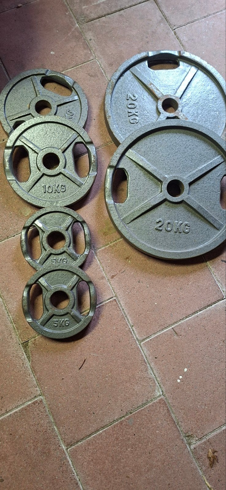 Set gietijzeren halterschijven 50mm - 2x20kg, 2x10kg, 2x5kg, Ophalen