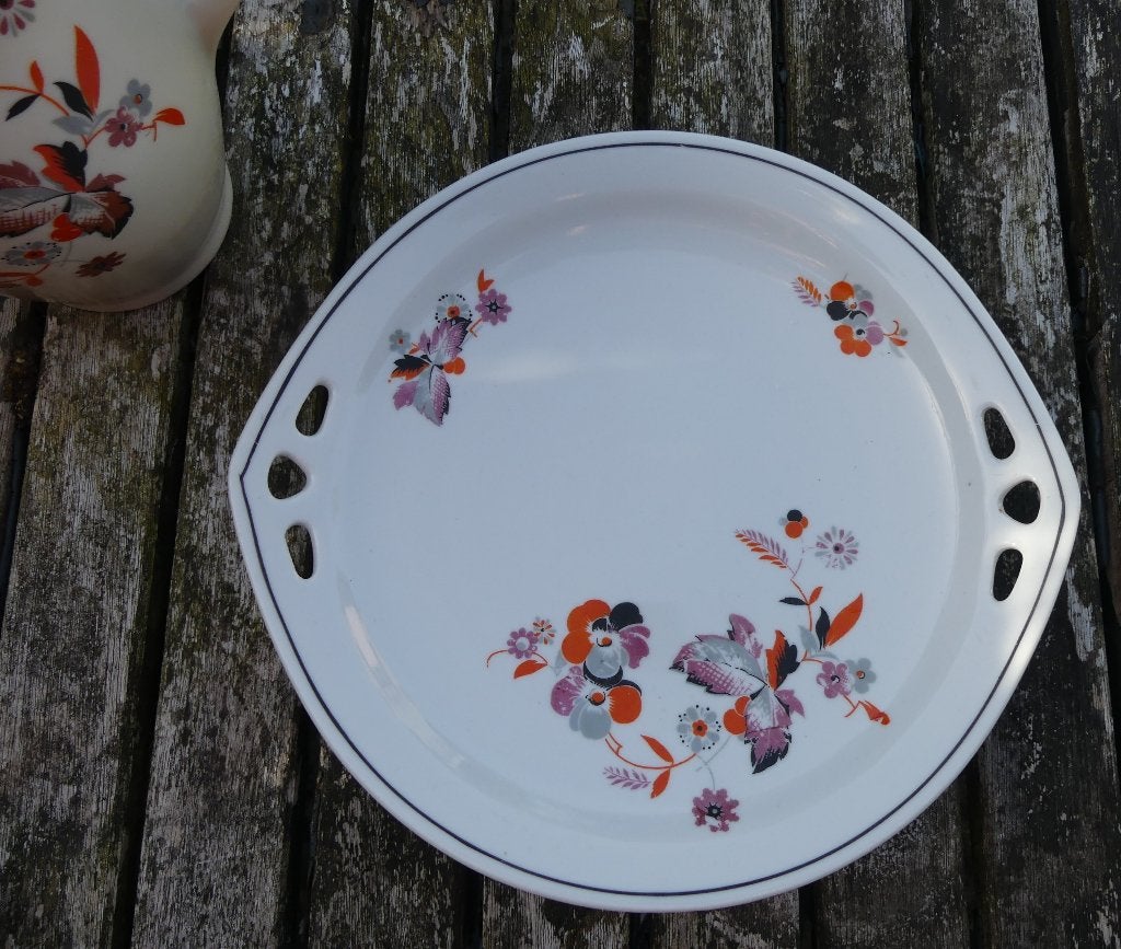 Mosa Abstracte Bloemen Koffiepot met Taart Schaal, Ophalen of Verzenden
