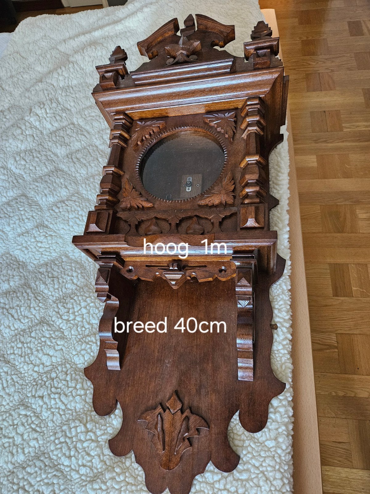 Antieke wandklok behuizing met defect uurwerk, Antiek en Kunst, Ophalen of Verzenden