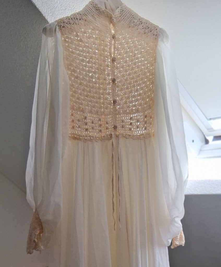 Vintage trouwjurk +accesoires, Trouwjurk, Els Hillenius, Beige, Ophalen of Verzenden