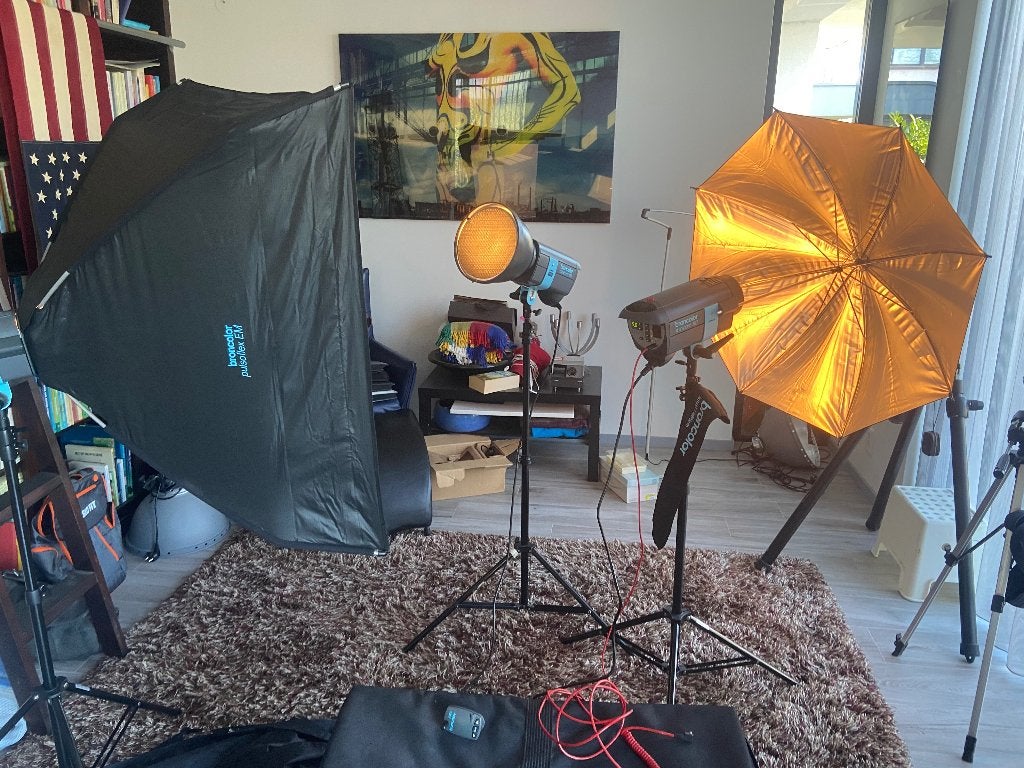 Complete fotostudio met alles erop, Audio, Tv en Foto, Fotografie | Fotostudio en Toebehoren, Ophalen, Gebruikt, Broncolor, Complete fotostudio