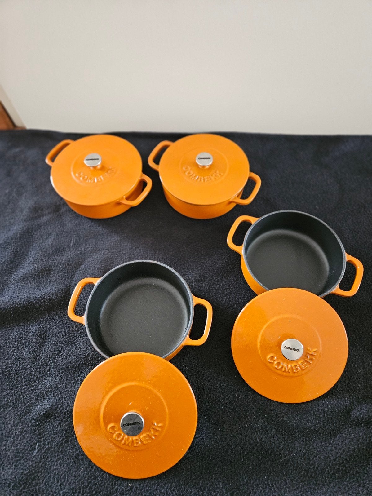 Combekk mini Dutch oven- Oranje (4 stuks), Gietijzer, Geschikt voor inductie, Nieuw, Ophalen of Verzenden