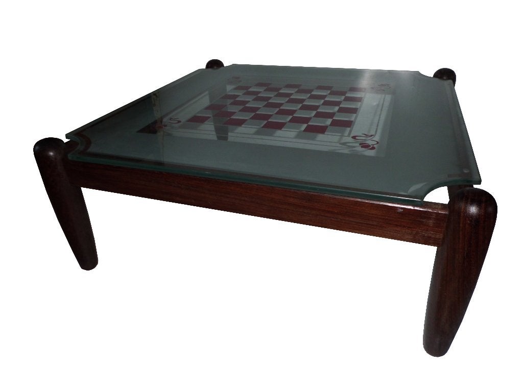 Bijzondere vintage Deens design wenge salontafel schaakbord, Ophalen, Gebruikt, Hout