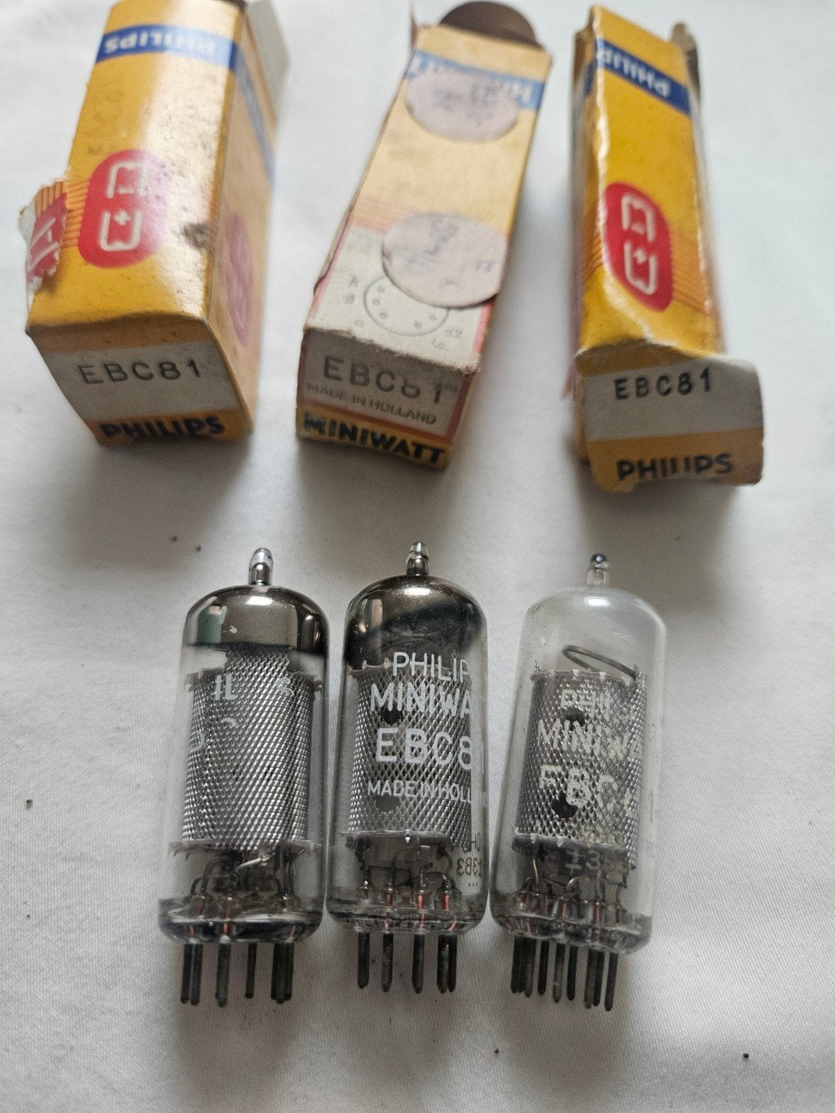 3x Philips Miniwatt EBC81 buizen - made in Holland, Ophalen of Verzenden
