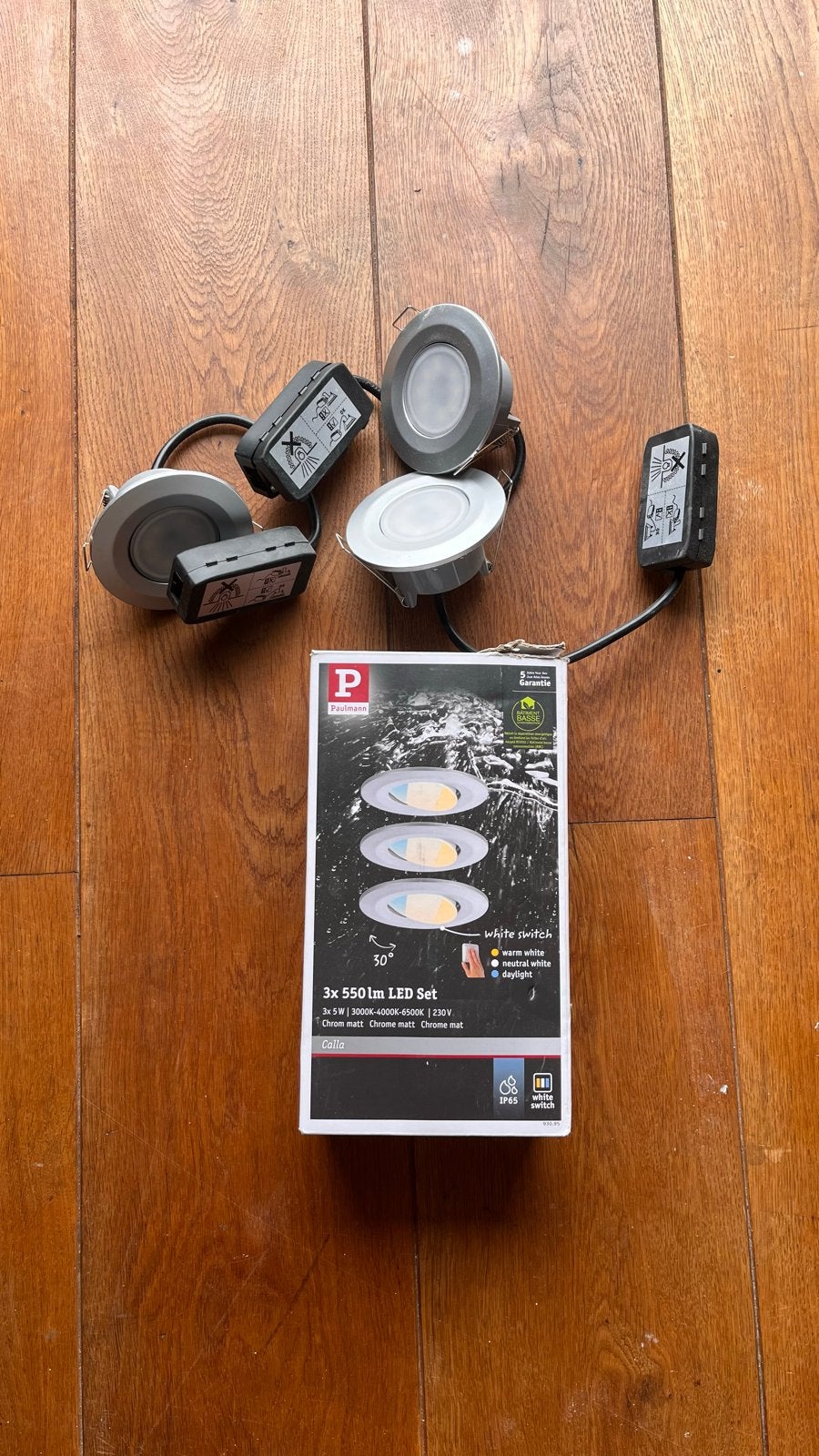 Paulmann 3x LED Inbouwspot Set 550lm, 3 Kleuren, Kantelbaar, Kunststof, Overige fittingen, Ophalen of Verzenden, Zilver