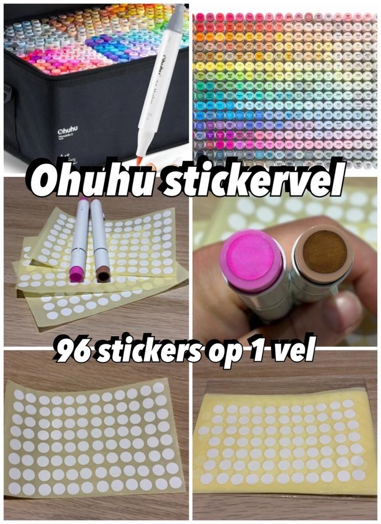 Ohuhu stickervel - 96 stickers voor alcohol markers, Ophalen of Verzenden, Nieuw, Sticker