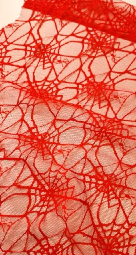 Stof, Spinnen kant rood 7,3 meter, 120 cm of meer, Ophalen of Verzenden, Kant, Rood