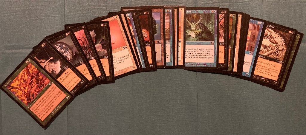 MTG oude kaarten 1998 expansion set Urza’s Saga, Ophalen of Verzenden, Zo goed als nieuw, Meerdere kaarten