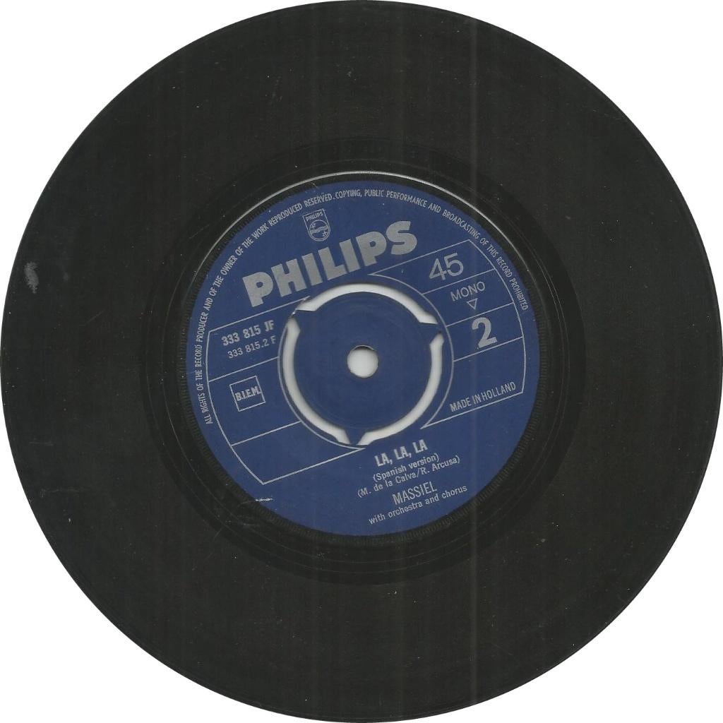 Songfestival 1968* Massiel – La, La, La  - zonder hoes, Gebruikt, Originele persing, 7 inch, Single