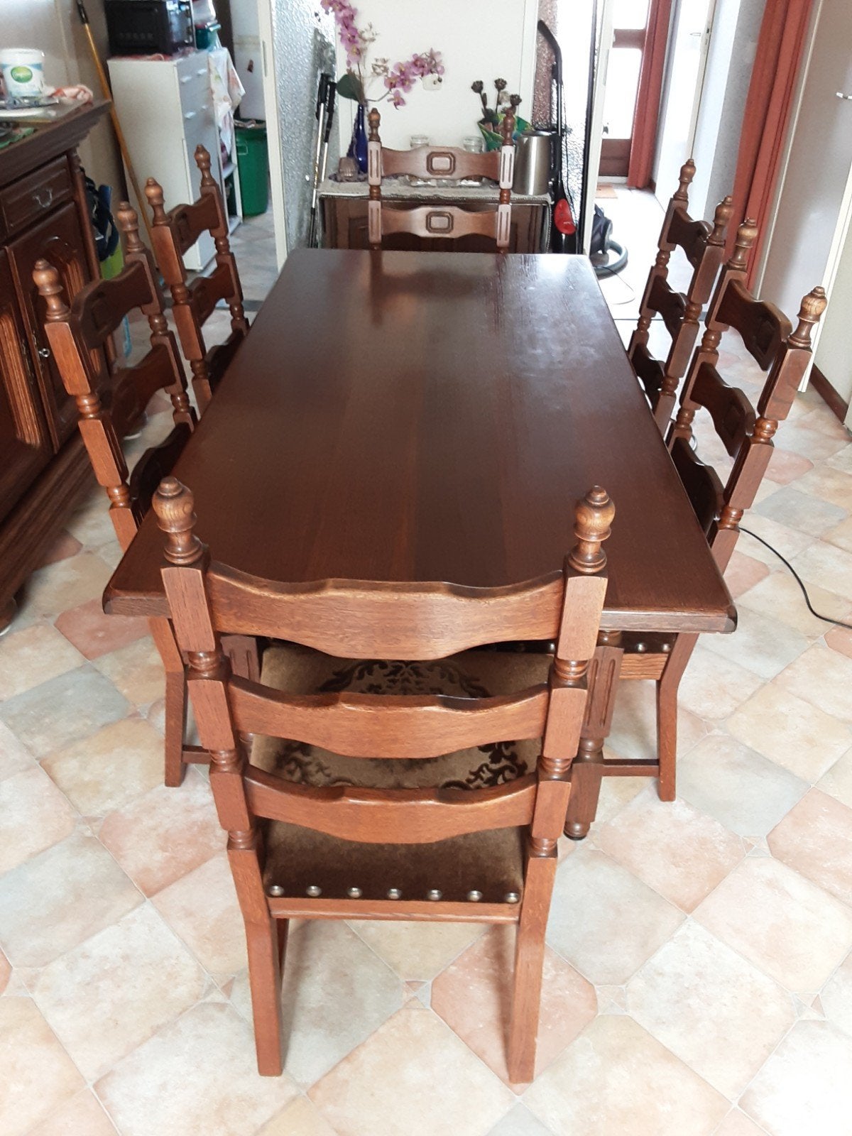 Eetkamer tafel met 6 Stoelen, Ophalen, 4 tot 6 stoelen