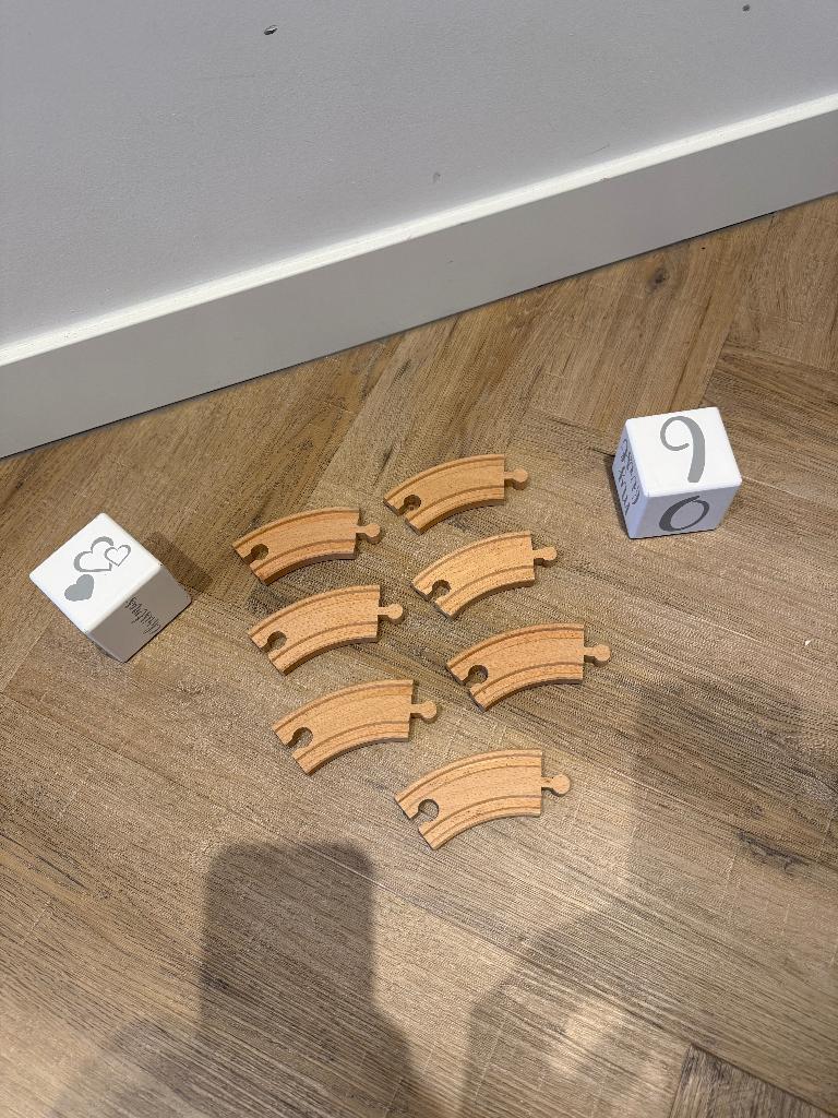 ZGAN 7x Brio houten trein 33337 korte bocht spoor set rails, Ophalen of Verzenden, Zo goed als nieuw