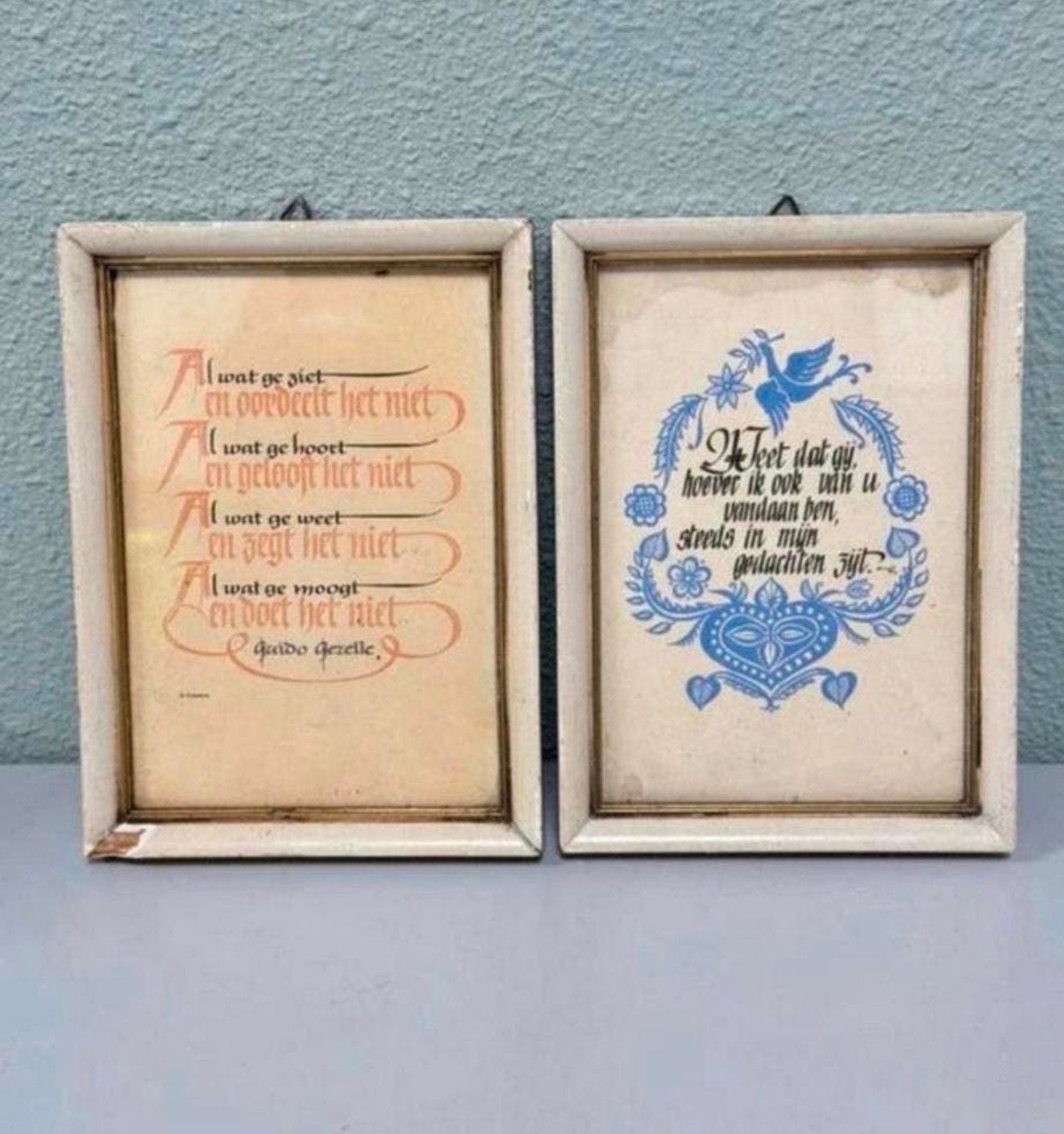 Twee Vintage wandbordjes met spreuk gezegde tekst wc deco, Huis en Inrichting, Ophalen of Verzenden, Zo goed als nieuw, H, H