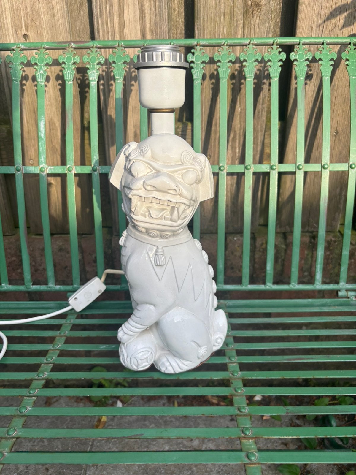 Deknudt Foo Dog Vintage lampvoet tafellamp Hollywood Regency, Wit, Ophalen of Verzenden, Zo goed als nieuw, Design