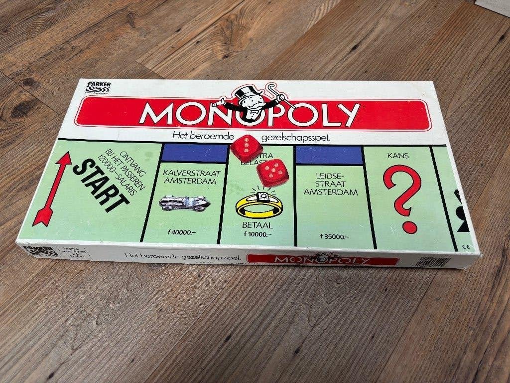 Klassiek vintage Nederlands monopolyspel (jaren 80), Vijf spelers of meer, Ophalen of Verzenden, Gebruikt, Parker