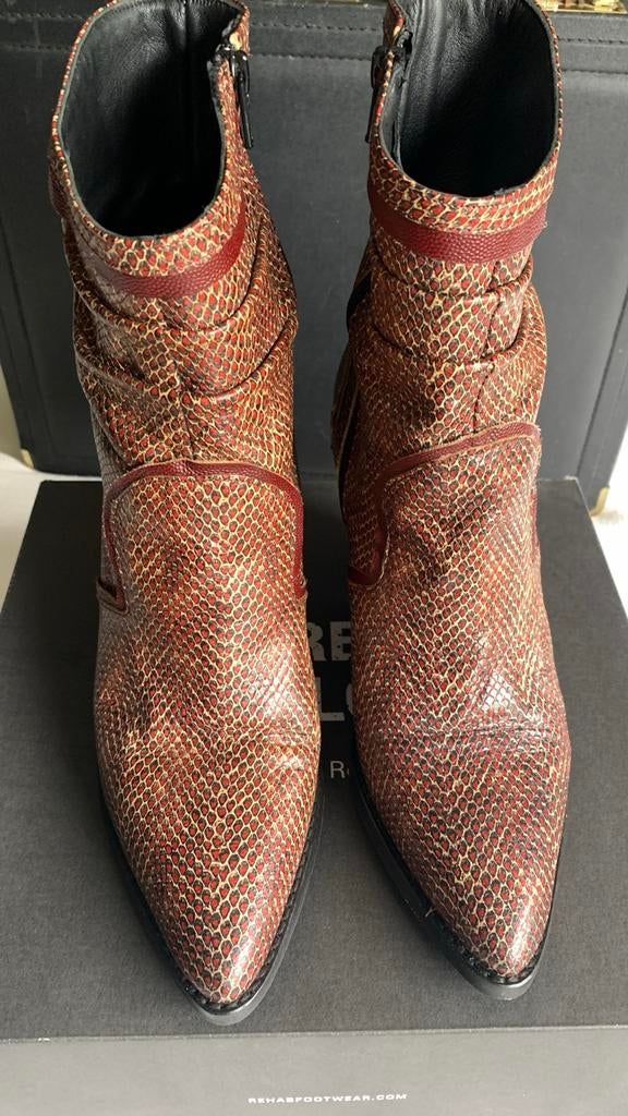 Rehab Footwear leren enkellaarzen met slangenprint, Lage of Enkellaarzen, Ophalen of Verzenden, Gedragen, Rood