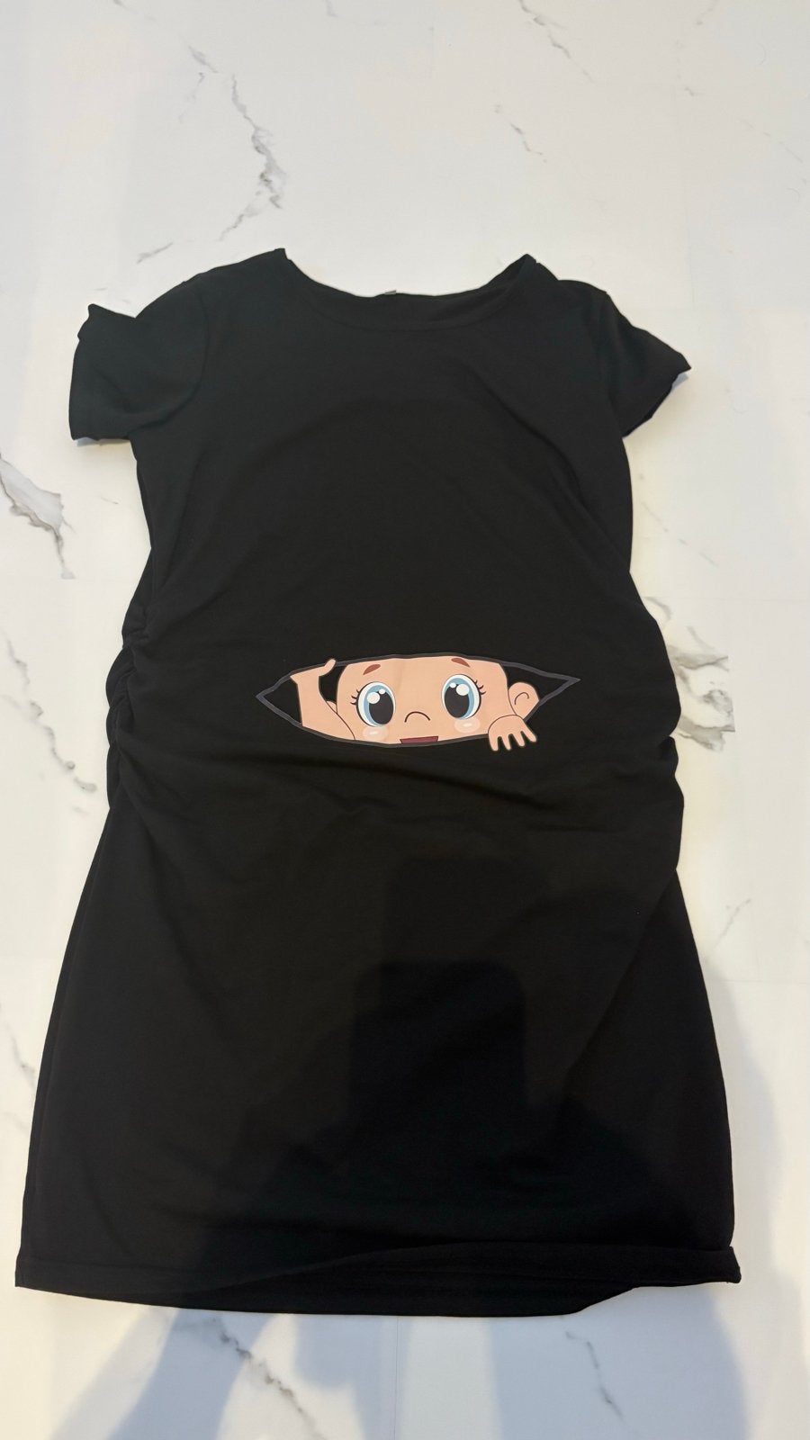 Zwarte zwangerschapsjurk met babyprint NIEUW, Kleding | Dames, Ophalen, Maat 42/44 (L), Nieuw, Jurk