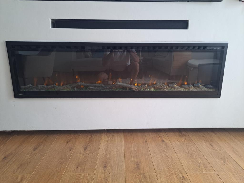 Moderne Elektrische Inbouwhaard 165cm lang en44cm hoog, Huis en Inrichting, Haarden, Ophalen of Verzenden