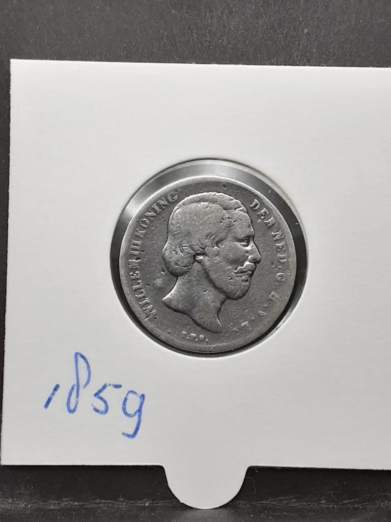 1/2 gulden 1859 Koning Willem III, Postzegels en Munten, Munten | Nederland, ½ gulden, Koning Willem III, Zilver, Ophalen of Verzenden
