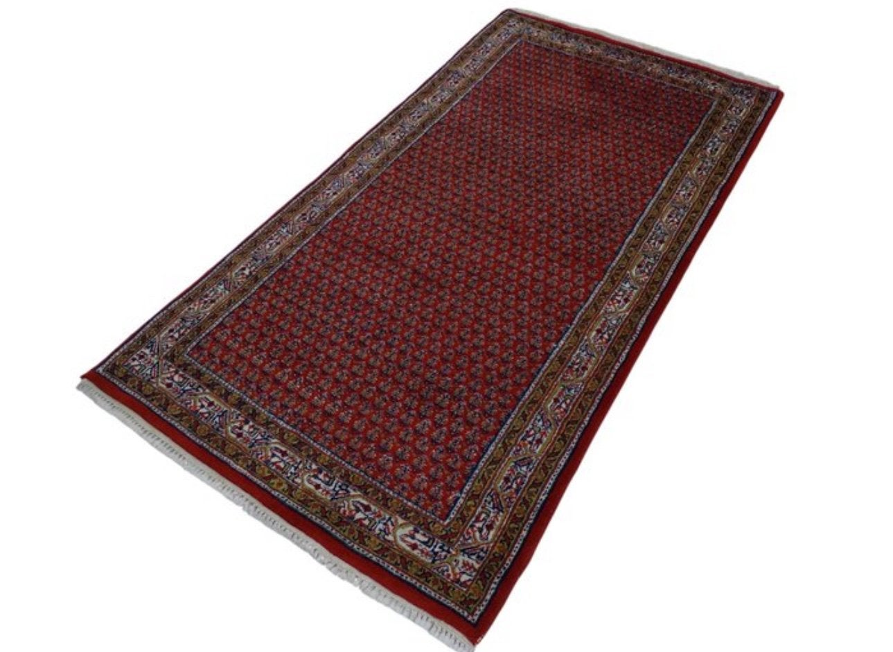Mir Tapijt vloerkleed 180x100 cm Wol op Katoen - India, Gebruikt, 150 tot 200 cm, Rechthoekig, Rood
