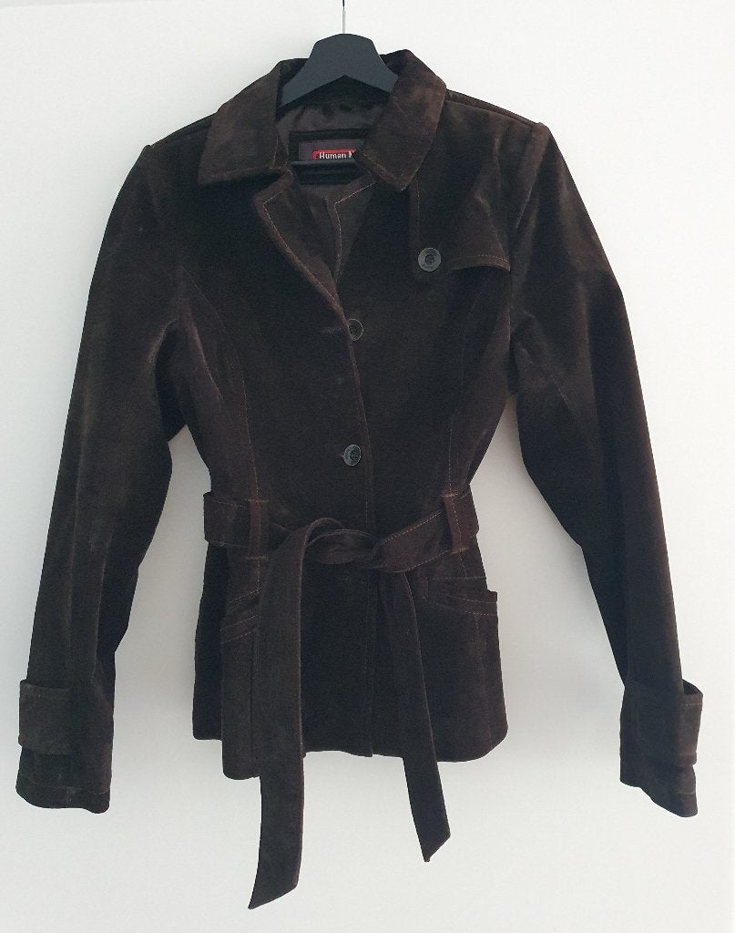 Bruine leren suede dames jas, maat M, Maat 38/40 (M), Bruin, Ophalen of Verzenden, Zo goed als nieuw