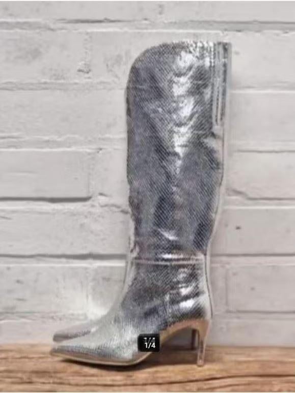 JOSH V - Mooie zilveren laarzen maat 37 - Nieuw €229 - JOSHV, Hoge laarzen, Overige kleuren, Nieuw, Ophalen of Verzenden