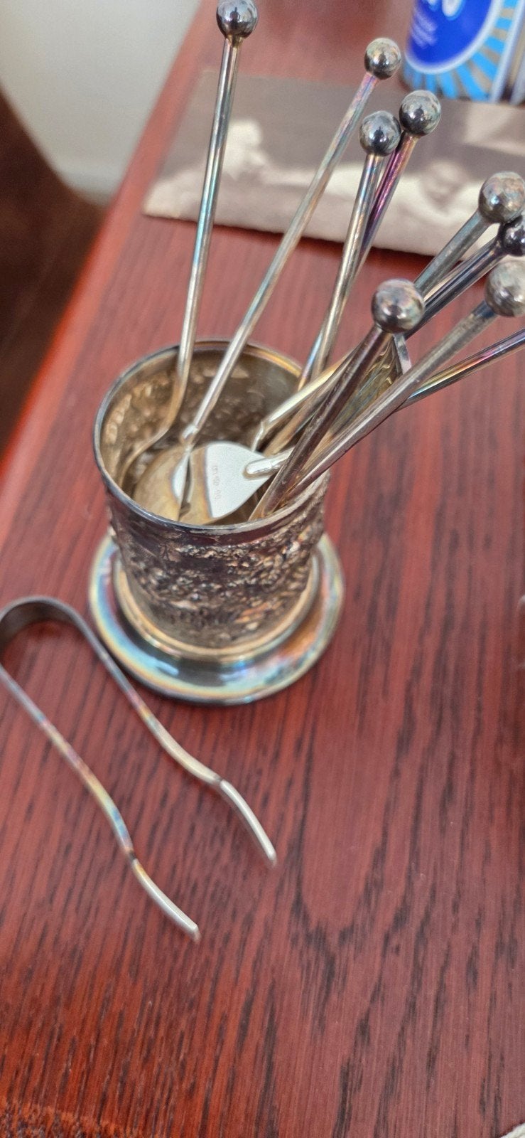 Vintage zilveren theelepelSet met Houder, Ophalen