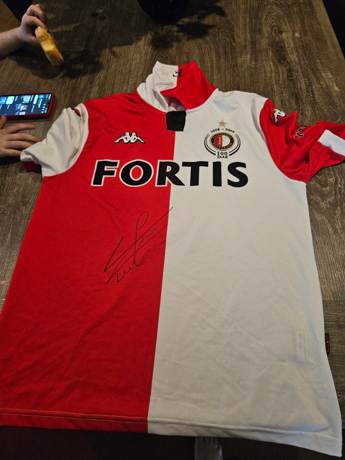 feyenoordshirt van lucius met handtekening maat xl, Sport en Fitness, Maat XL, Ophalen of Verzenden, Shirt