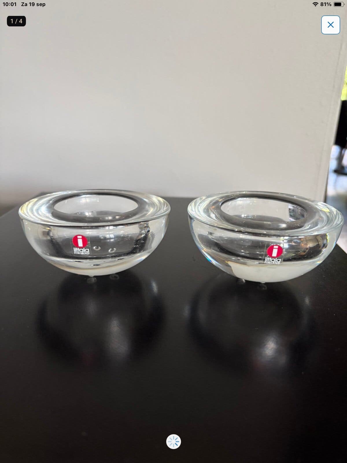 Iittala Aslak – Tapio Wirkkala – set van 2 vintage kandelaar, Huis en Inrichting, Verzenden, Kandelaar, Iittala, Glas