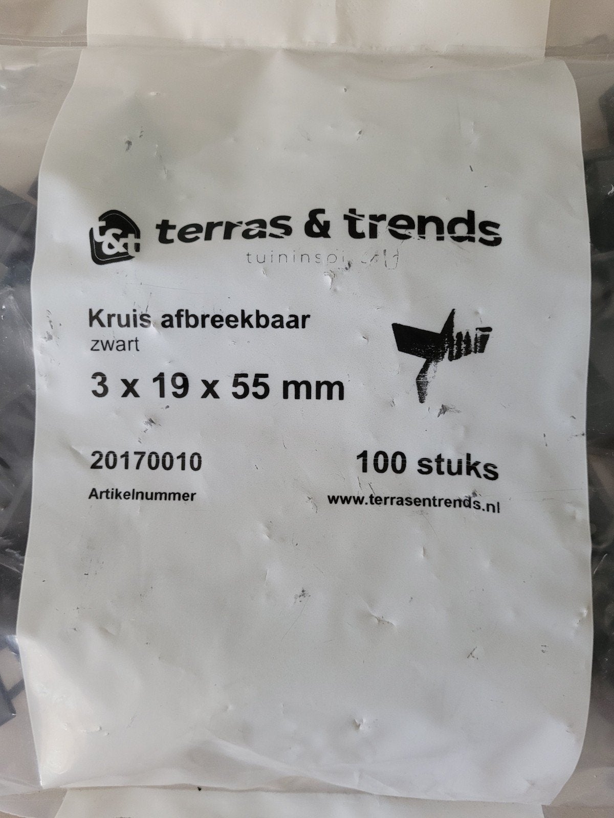 Terras&Trends Kruis afbreekbaar zwart 3x19x55mm (100 stuks), Ophalen of Verzenden, Nieuw