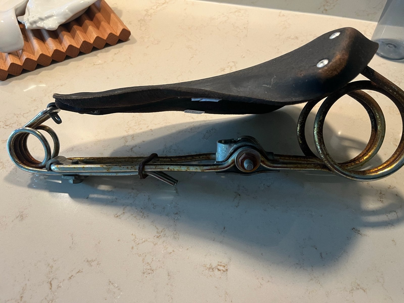 Brooks lederen fietszadel met vering, Gebruikt, Leer, Ophalen of Verzenden, Zadel