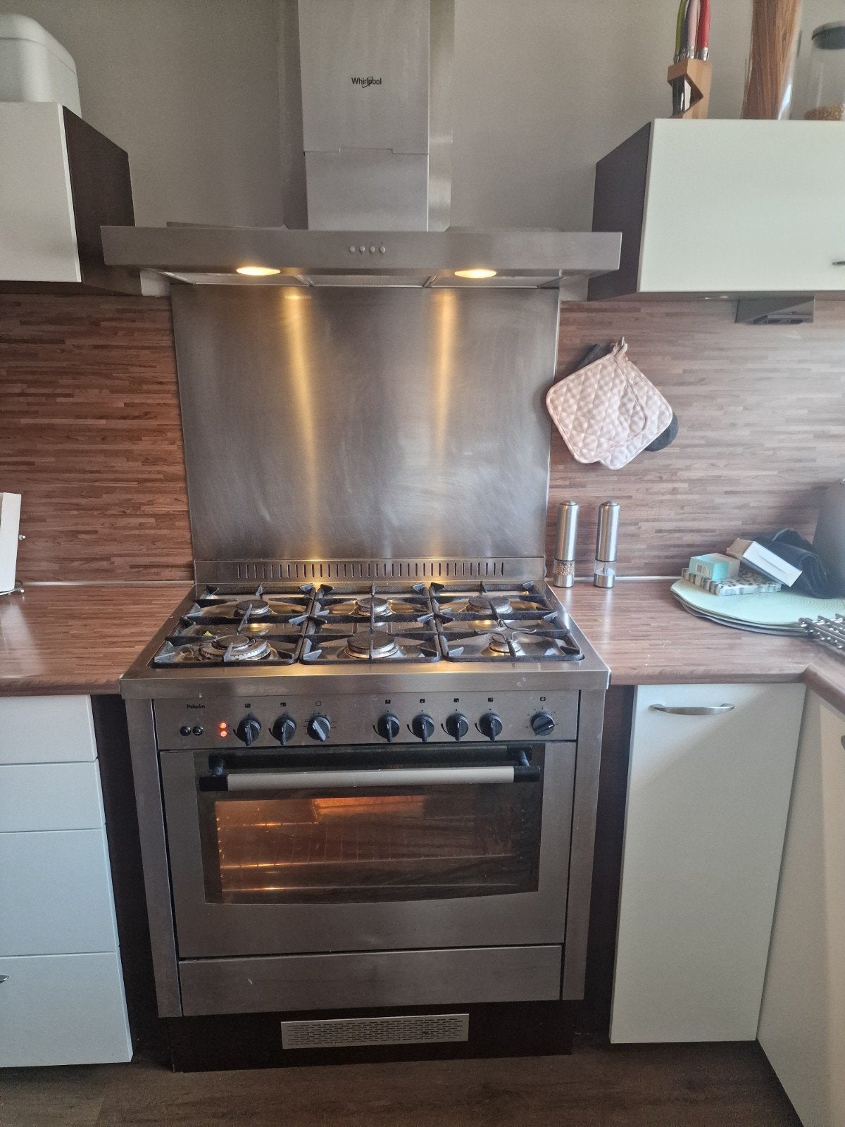 Pelgrim gasfornuis met oven en Whirlpool afzuigkap, Witgoed en Apparatuur, Ophalen, Gebruikt, 60 cm of meer, Gas