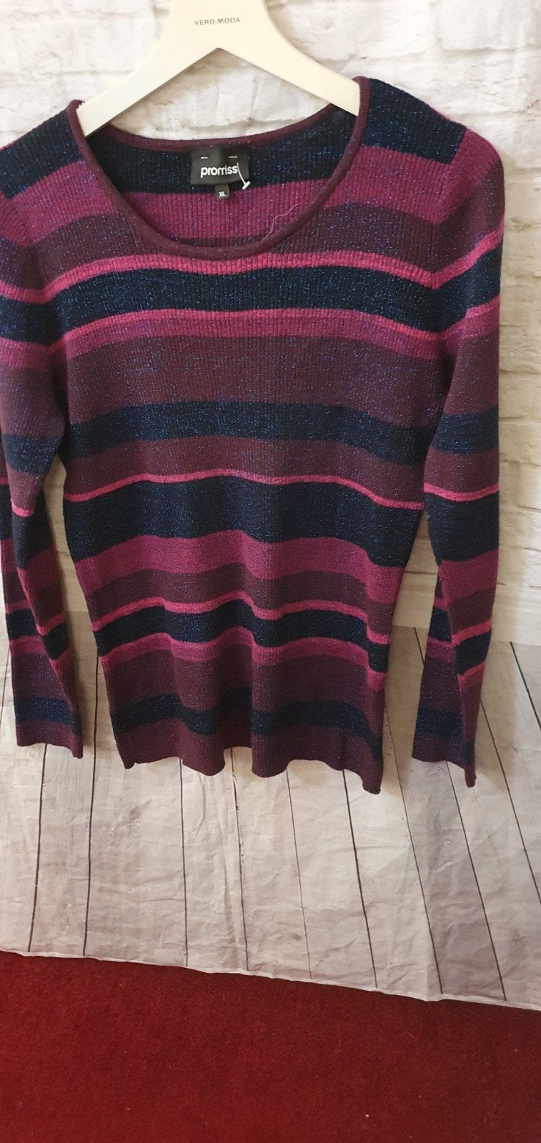 Promiss gestreepte trui met glitter, maat XL, Promiss, Verzenden, Paars, Maat 46/48 (XL) of groter
