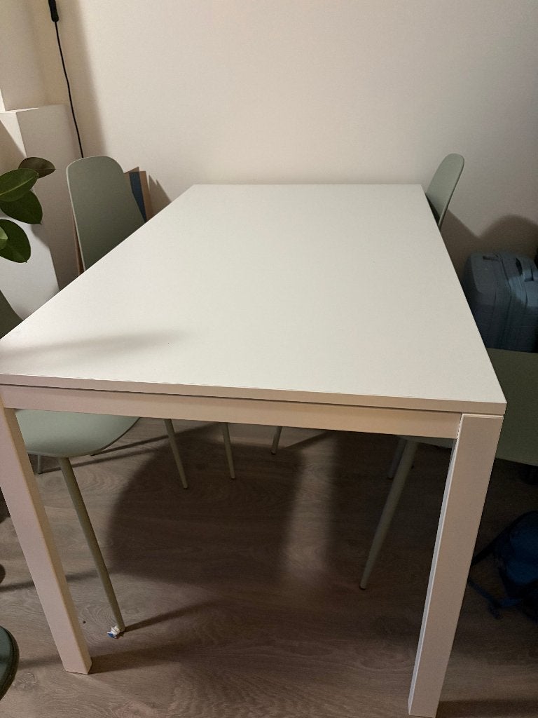 Ikea VIHALS Tafel, wit/wit, 125x74 cm, Ophalen, Gebruikt, 100 tot 150 cm, 50 tot 100 cm