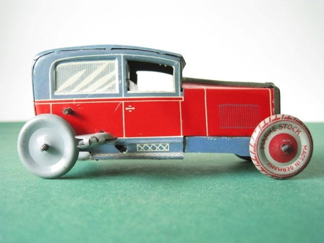 Blikken Auto W. Stock uurwerk Germany 1930er, Ophalen of Verzenden