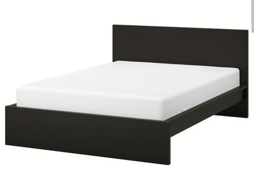 Ikea Malm bed, 160x200, Ophalen, Gebruikt, Bruin, Tweepersoons