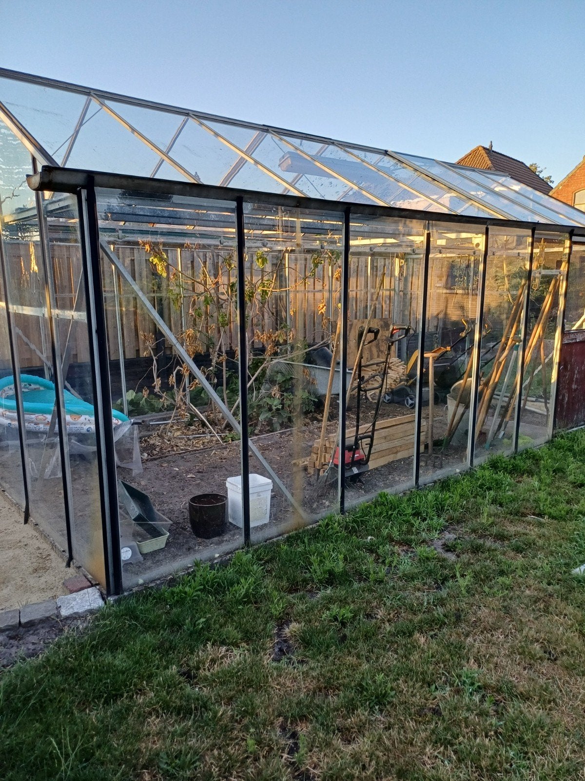 Tuinkas glas, Ophalen, Glas, Gebruikt, Aluminium