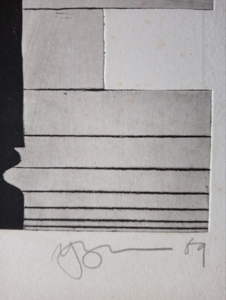 Relief Ets abstract 1969 gesigneerd, Ophalen of Verzenden