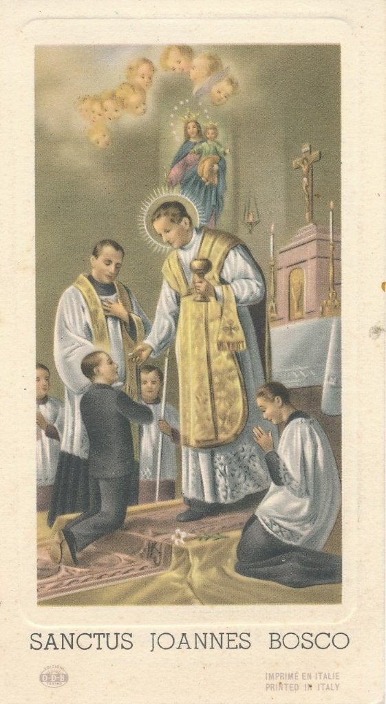 Mooi devotie prentje van de H. Joannes Bosco met gebed, Ophalen of Verzenden, Zo goed als nieuw, Kaart of Prent, Christendom | Katholiek
