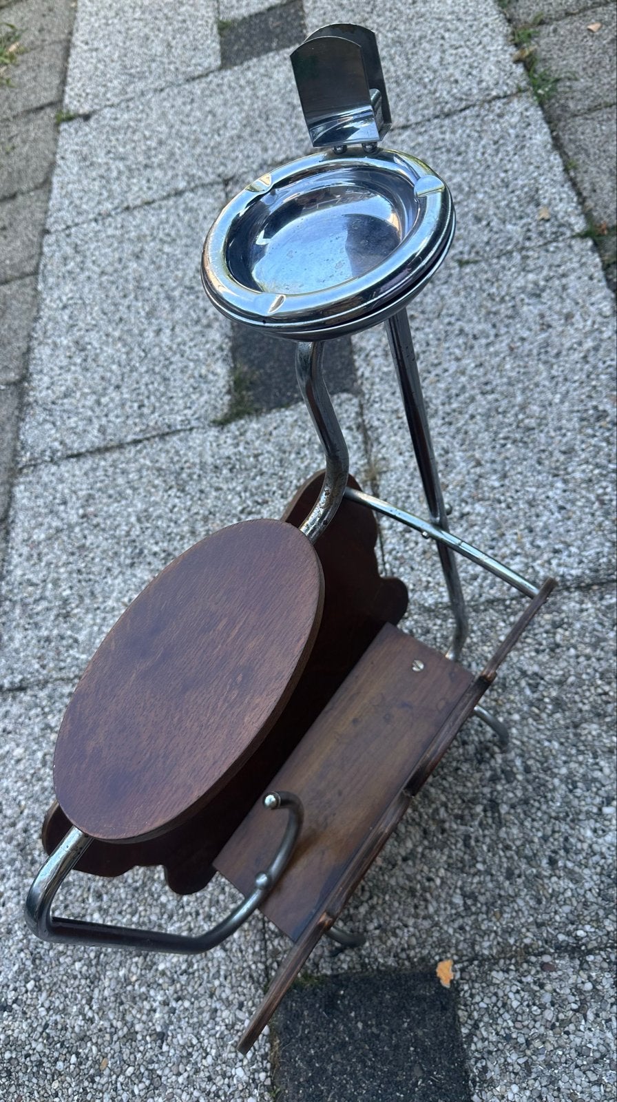 Vintage Rooktafeltje met Lectuurbak - Chroom en Hout, Ophalen