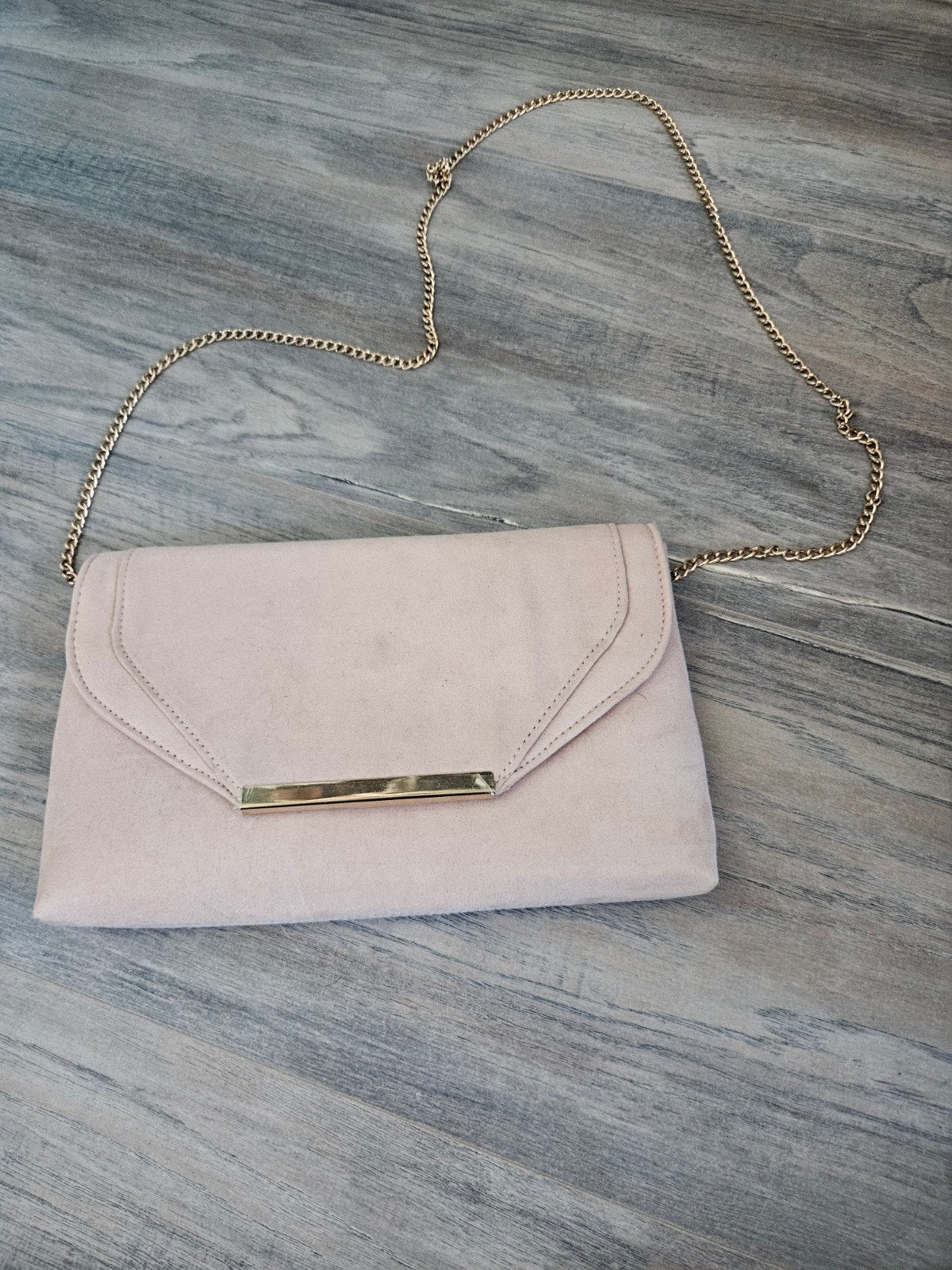 Nieuw Anna Field avondtasje - zalm-roze suède look, Sieraden, Tassen en Uiterlijk, Ophalen, Nieuw, Beige, Avondtasje
