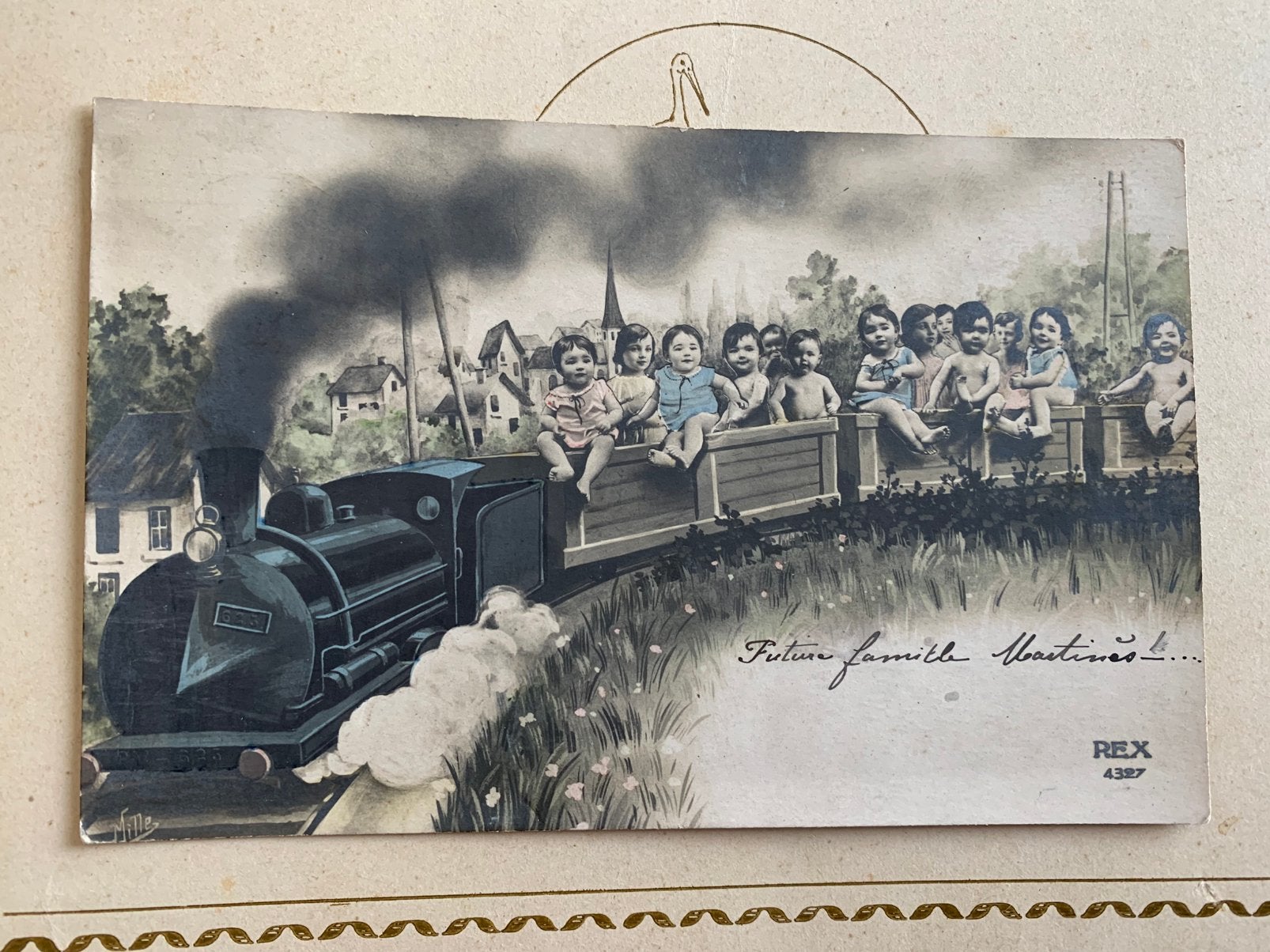1913 Baby’s in de trein (BA), Verzamelen, Ansichtkaarten | Themakaarten, Ophalen of Verzenden, Voor 1920, Gelopen, Kinderen