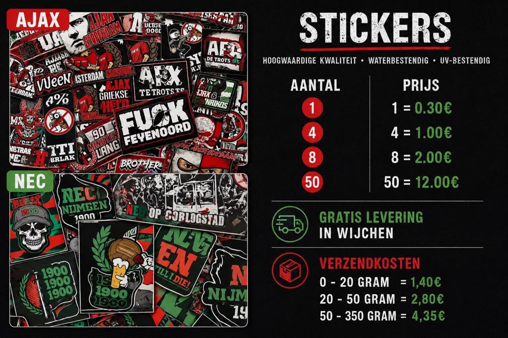 Stickers nec en ajax, Ophalen of Verzenden, Nieuw