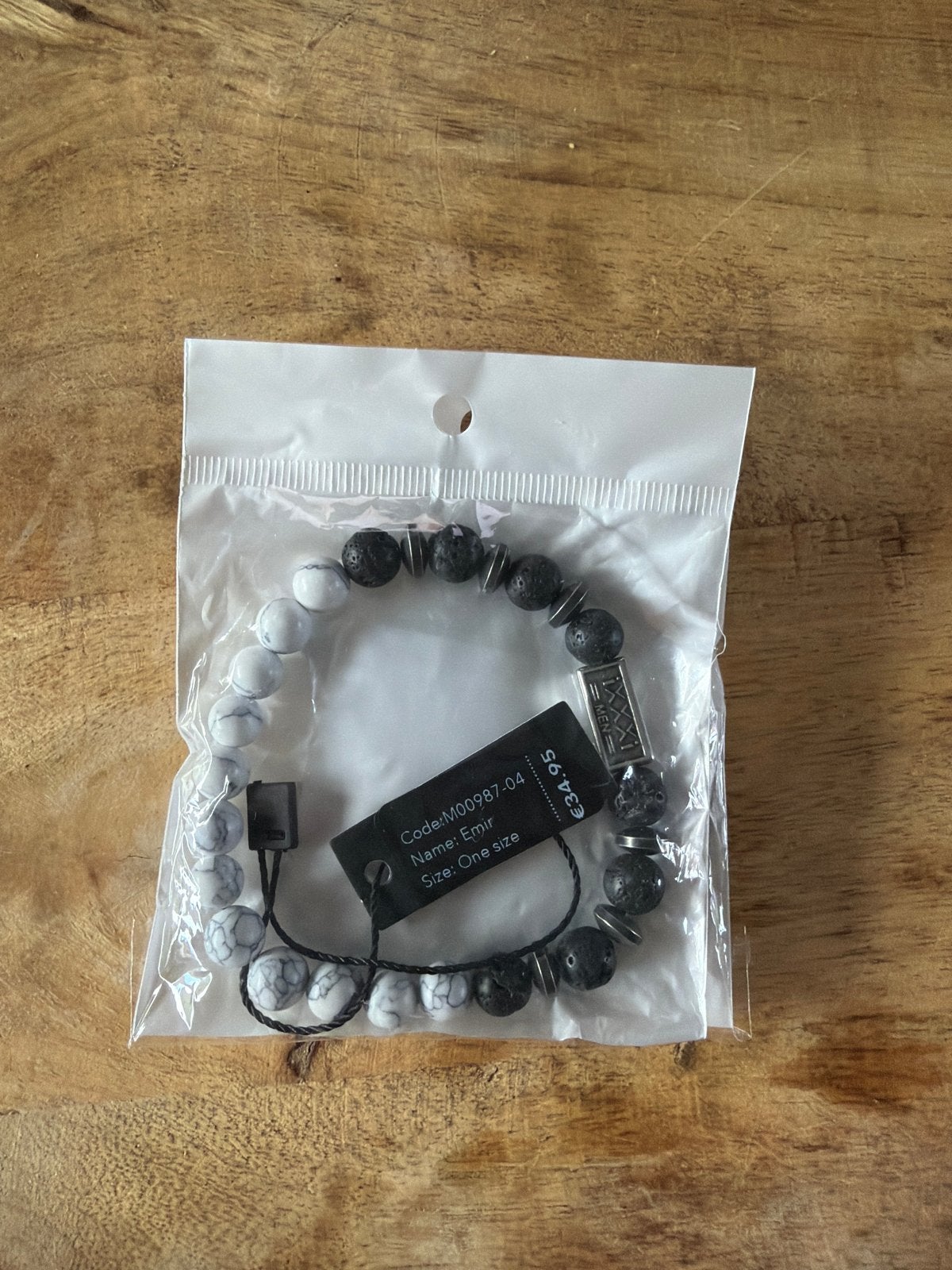 Ixxxi Emir kralenarmband - Zwart en wit, Sieraden, Tassen en Uiterlijk, Armbanden, Ophalen of Verzenden, Nieuw, Zwart, Overige materialen