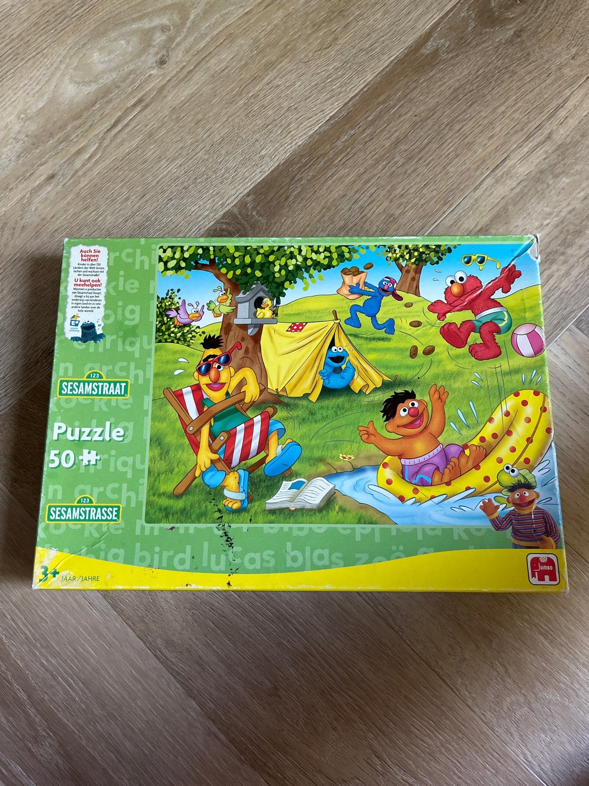 Sesamstraat Jumbo puzzel 50 stukjes - Kampeeravontuur, Ophalen of Verzenden, 10 tot 50 stukjes, Gebruikt, 2 tot 4 jaar