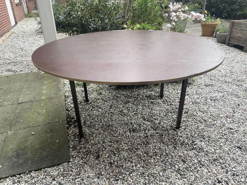 2 stuks Inklapbare tuintafel rond feesttafel 150 cm, Ophalen, Gebruikt, Rond, Hout