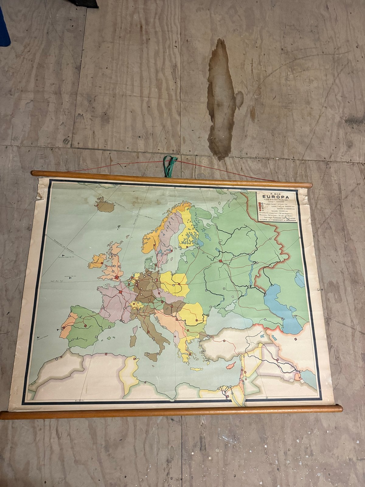 Vintage wandkaart Europa - Decoratieve schoolkaart 88x114, Ophalen, Europa Overig, 1800 tot 2000, Landkaart