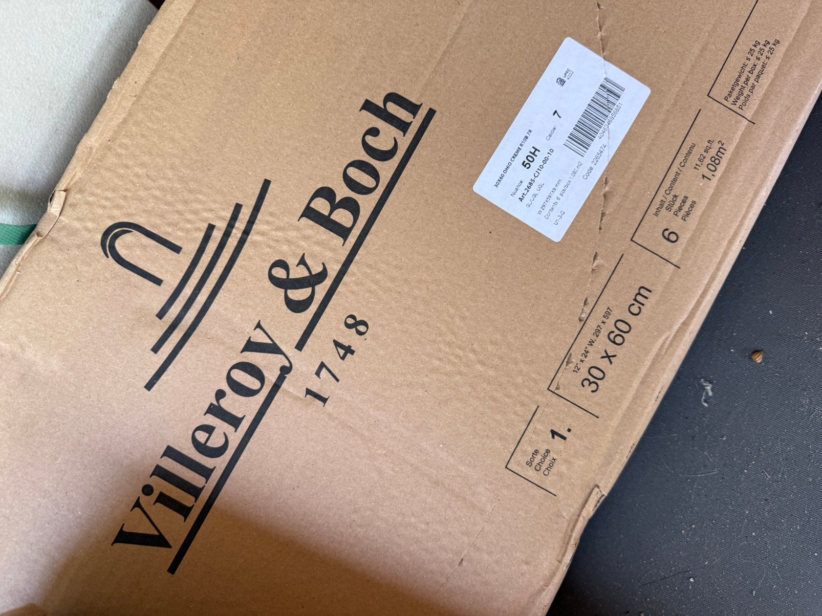 Tegels (badkamer/toilet) Villeroy & Boch creme, Ophalen, 60 cm of meer, Nieuw, Minder dan 5 m²