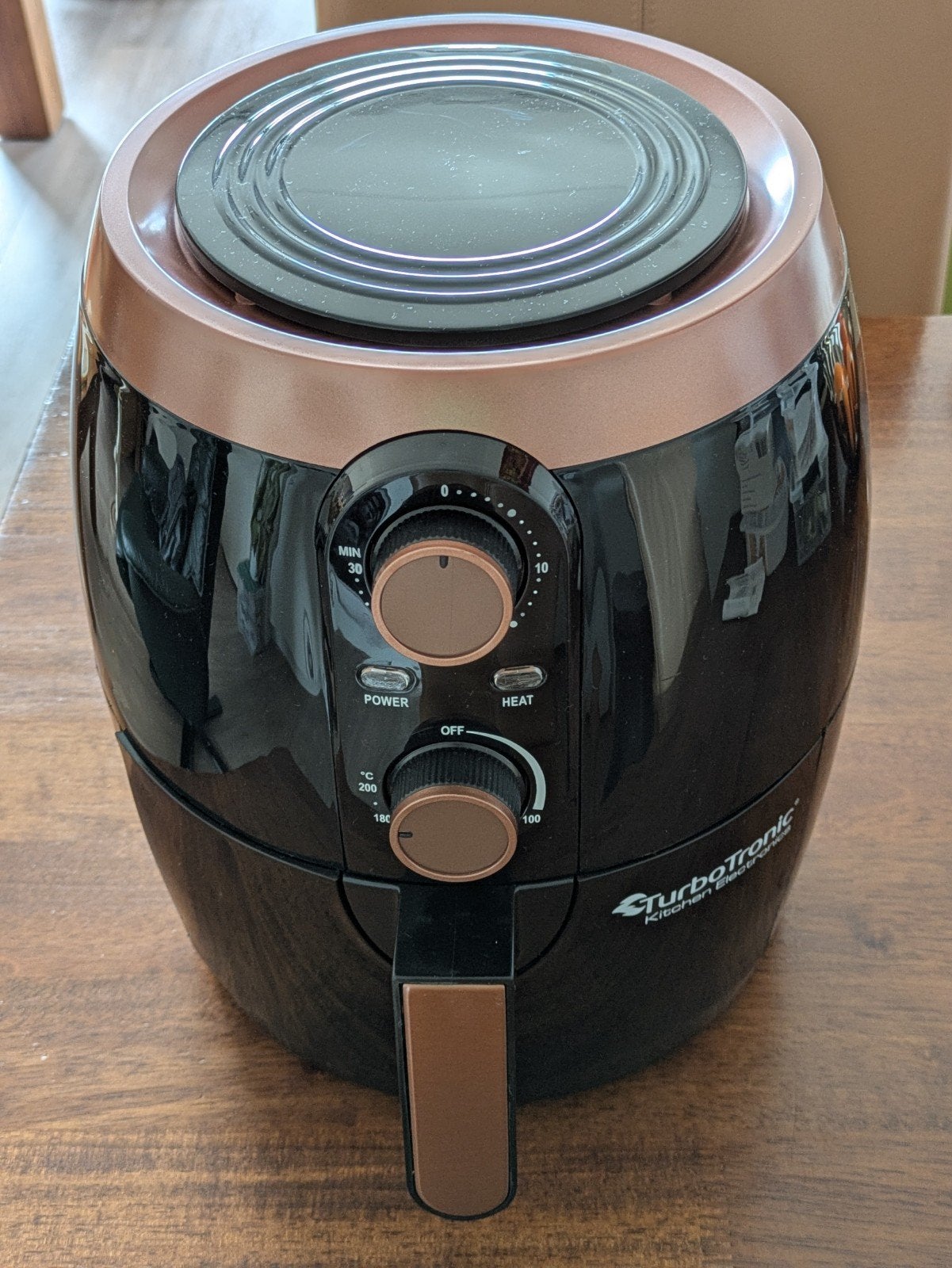 Turbotronic TT-AF10M Mechanische Airfryer - Zwart/Koper, Witgoed en Apparatuur, Airfryers, Ophalen of Verzenden, Zo goed als nieuw
